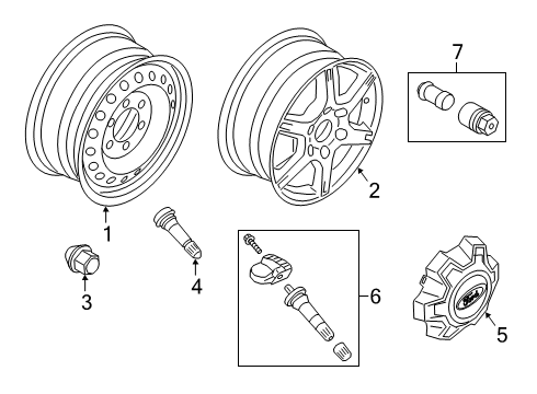 2022 Ford Ranger Wheels Wheel, Steel Diagram for KB3Z-1015-A