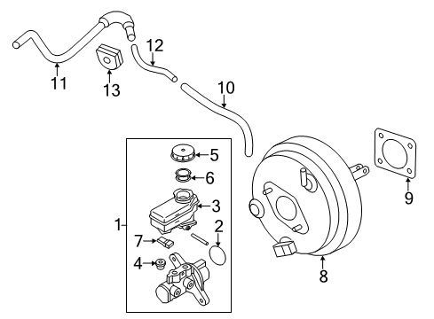 2016 Infiniti Q70 Hydraulic System Tube-Booster To Tank Diagram for 47401-1MA1A