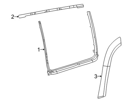 2022 Jeep Grand Wagoneer Exterior Trim - Rear Door DAY LIGHT OPENING Diagram for 68406391AD