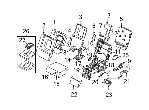 2005 Infiniti QX56 Second Row Seats Cover-Cushion, Rear Seat Diagram for 88811-7S000