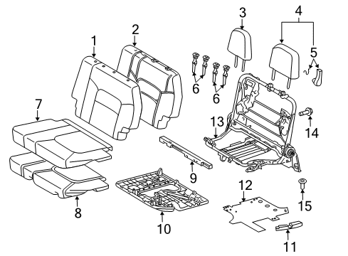 2015 Toyota Land Cruiser Third Row Seats Headrest Guide Diagram for 71931-47010-A7