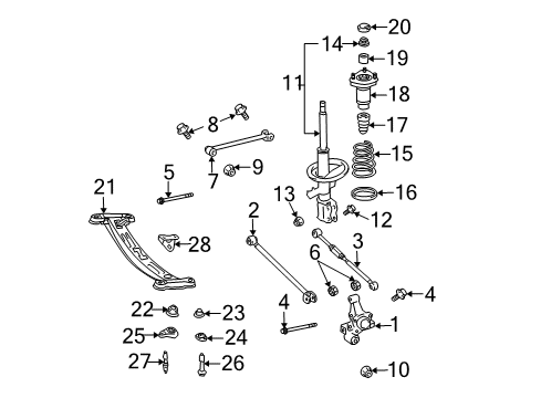 2002 Toyota Camry Rear Suspension Components, Stabilizer Bar Strut Diagram for 48530-80164