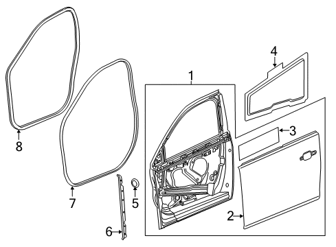 2013 Chevrolet Malibu Front Door Weatherstrip On Body Diagram for 25911997