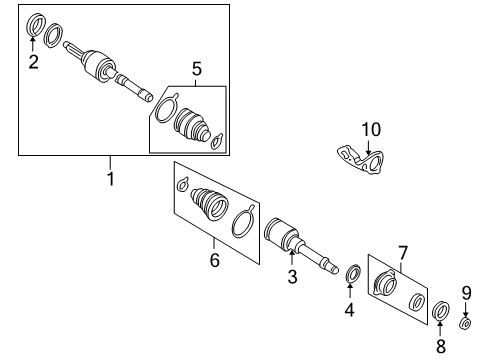 2001 Nissan Quest Drive Axles - Front Repair Kit-Dust B00T, Inner Diagram for 39741-2Z325