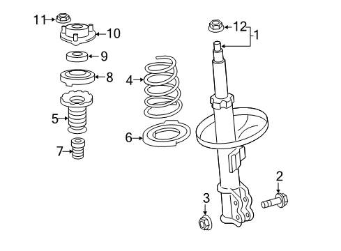 2016 Toyota Avalon Struts & Components - Front Strut Diagram for 48520-8Z157