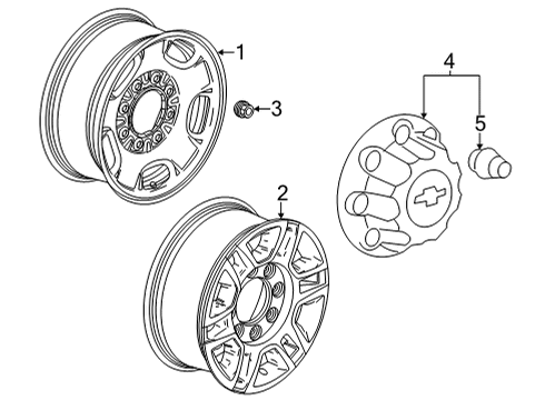 2022 Chevrolet Silverado 2500 HD Wheels Hub Cap Diagram for 22781439