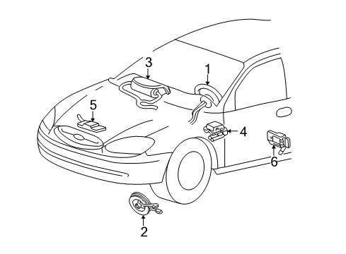 2002 Mercury Sable Air Bag Components SDM Module Diagram for 2F1Z-14B321-BB