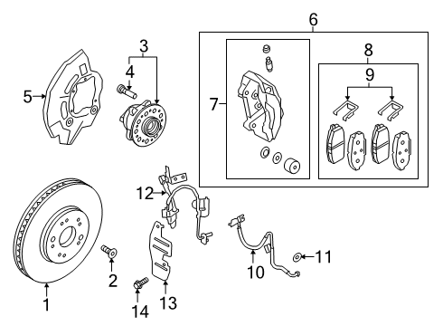 2020 Kia K900 Anti-Lock Brakes Front Brake Assembly, Left Diagram for 58110J6200