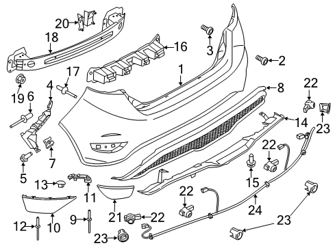 2014 Ford Fiesta Parking Aid Reflector Diagram for BE8Z-15A448-AA