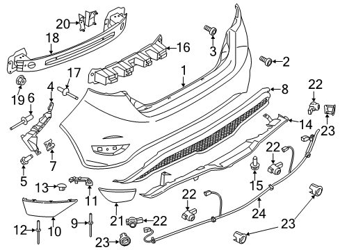 2014 Ford Fiesta Parking Aid Impact Bar Diagram for AE8Z-17906-B