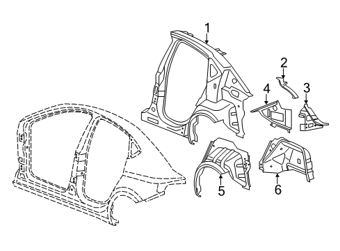 2016 Dodge Dart Inner Structure - Quarter Panel Extension-Quarter Panel Diagram for 68083478AB