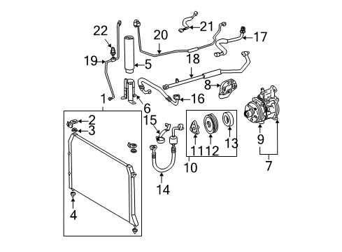 2002 Toyota Sienna A/C Condenser, Compressor & Lines AC Line Diagram for 88706-08110