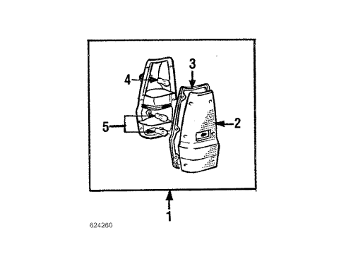 1984 Mitsubishi Mighty Max Tail Lamps Lens-Rear Comb Lamp Right Diagram for MB140570