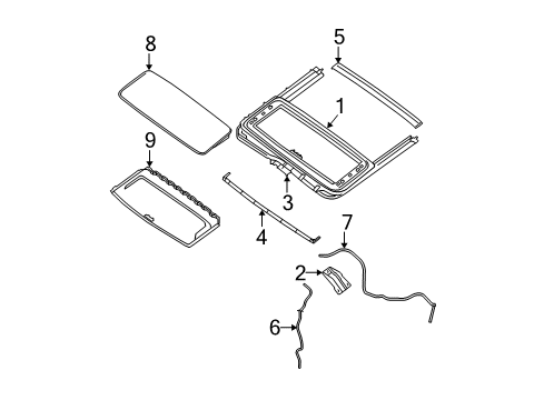 2008 Nissan Pathfinder Sunroof Hose-Drain Diagram for 91392-ZL00A