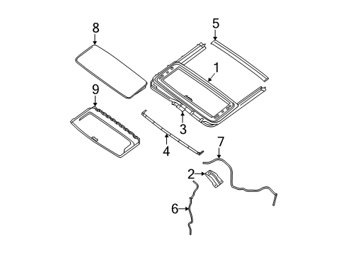 2008 Nissan Pathfinder Sunroof Shade Assy-Sunroof Diagram for 91250-EA50A