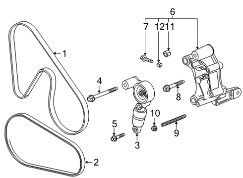 2021 Chevrolet Corvette Belts & Pulleys Belt Tensioner Upper Bolt Diagram for 11588756