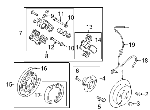 2015 Kia Optima Anti-Lock Brakes Rear Wheel Brake Assembly, Right Diagram for 582302T600