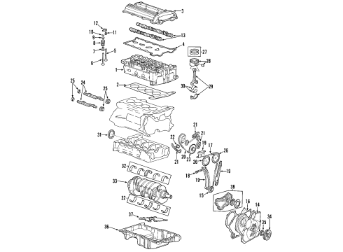 2009 Saturn Vue Engine Parts, Mounts, Cylinder Head & Valves, Camshaft & Timing, Variable Valve Timing, Oil Pan, Balance Shafts, Crankshaft & Bearings, Pistons, Rings & Bearings Valve Grind Gasket Kit Diagram for 12625772