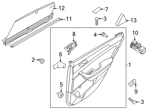 2018 Hyundai Sonata Rear Door Interior Door Handle Assembly, Right Diagram for 82620-C2510-VCS