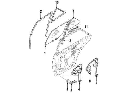 1987 Nissan Stanza Rear Door Regulator Assembly-Door Window LH Diagram for 82721-D4010