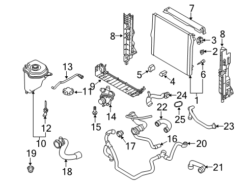 2009 BMW X6 Radiator & Components Coolant Hose Diagram for 17127576354