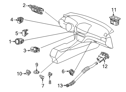 2019 Honda Accord Ignition Lock Cylinder Set, Key Diagram for 06350-TVA-A11