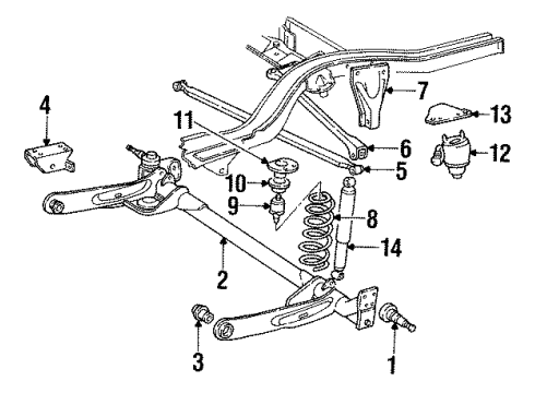 1992 Chrysler Imperial Rear Axle, Ride Control, Trailing Arm, Suspension Components Spring Air Diagram for 4421009