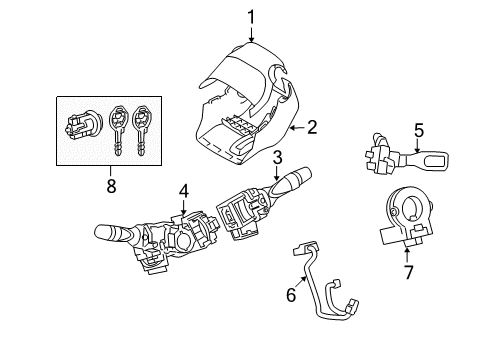 2011 Toyota Corolla Shroud, Switches & Levers Lower Column Cover Diagram for 45287-02300-B0