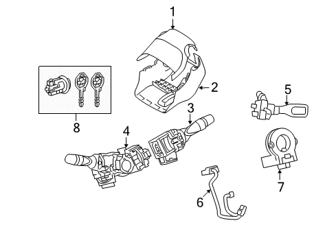 2011 Toyota Corolla Shroud, Switches & Levers Sensor Diagram for 89245-02050