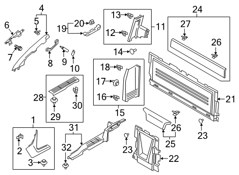 2019 Ford Ranger Interior Trim - Cab Weatherstrip Pillar Trim Diagram for KB3Z-2103598-AA