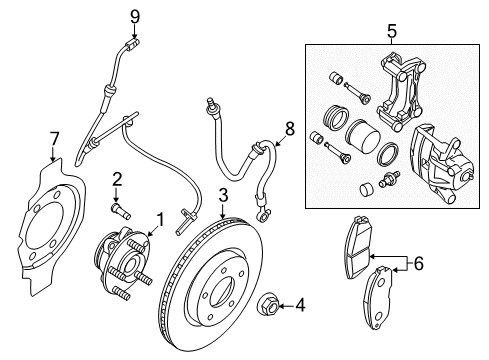 2018 Nissan Altima Brake Components Plate-BAFFLE Diagram for 41161-3TA5A