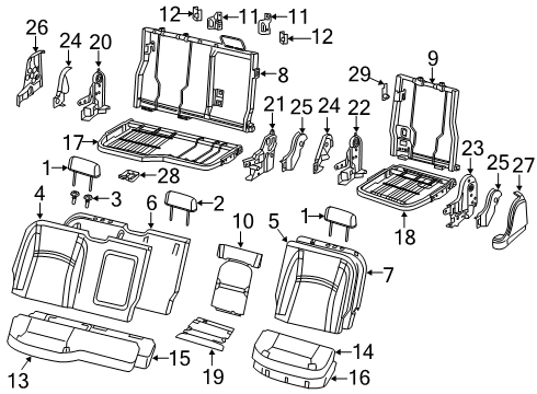 2019 Ram 1500 Rear Seat Components Seat Cushion Foam Diagram for 68299919AE