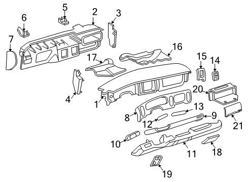 2000 Buick Park Avenue Instrument Panel Molding Asm-Windshield Side Upper Garnish *Shale/Wheat Diagram for 25702548