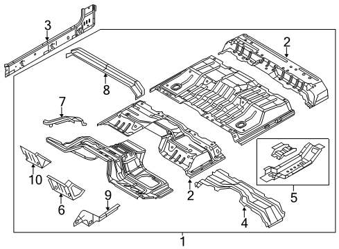 2015 Ford F-350 Super Duty Floor Floor Pan Assembly Diagram for BC3Z-2611000-A