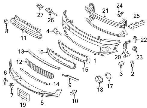 2015 Mini Cooper Front Bumper Blind Plug Diagram for 07147140850