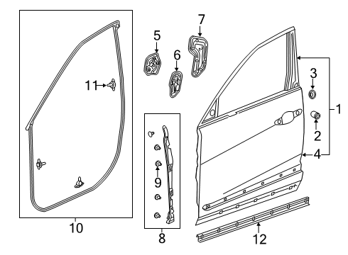 2019 Acura RDX Front Door Mirror Driver Side (Gunmetal Metallic) Diagram for 76250-TJB-A02ZC