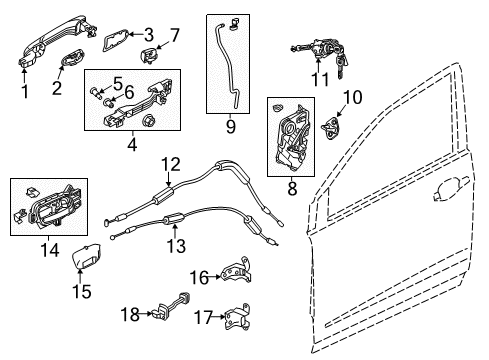 2015 Honda CR-V Front Door Handle Complete (Copper Sunset Pearl) Diagram for 72181-T1G-E11YD