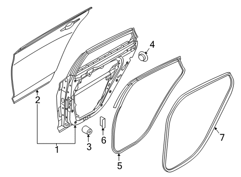 2016 Hyundai Sonata Rear Door Weatherstrip Assembly-Rear Door Side RH Diagram for 83140-C1000