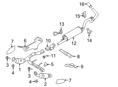 2009 Ford F-150 Exhaust Components Muffler Diagram for 9L3Z-5230-A