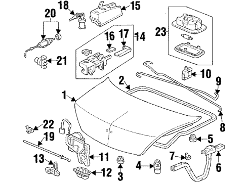 1998 Acura CL Fuel Door Cylinder, Trunk Remote Control Diagram for 74886-SY8-A01