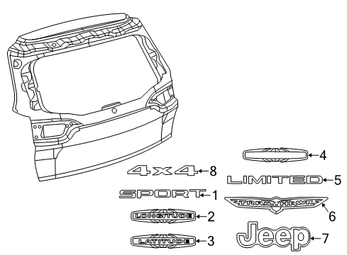 2014 Jeep Cherokee Exterior Trim - Lift Gate NAMEPLATE-LIFTGATE Diagram for 55112724AA