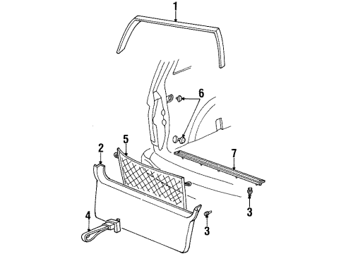 1999 Ford Windstar Interior Trim - Lift Gate Trim Panel Retainer Diagram for -N807943-S