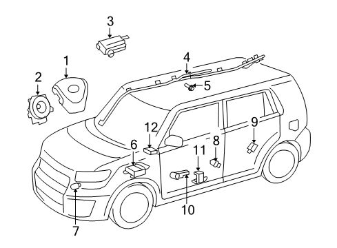 2011 Scion xB Air Bag Components Center Sensor Diagram for 89170-12670