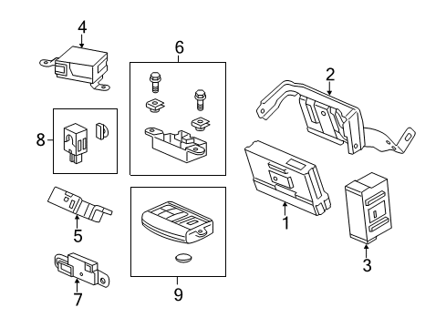 2020 Acura RLX Keyless Entry Components Bracket, Smart Power Diagram for 38321-TY2-A00