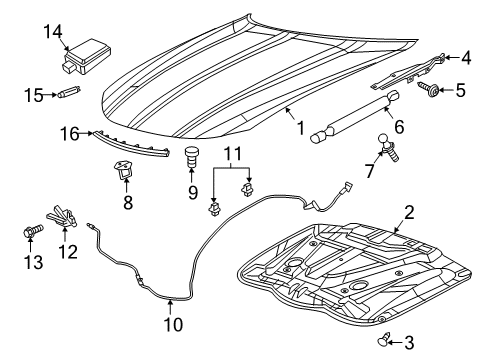 2018 Dodge Charger Hood & Components SILENCER-Hood Diagram for 68438681AA