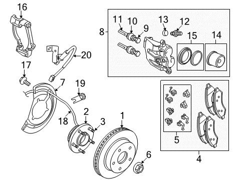 2008 Dodge Ram 1500 Front Brakes Piston-Brake Diagram for 5003912AA