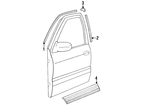 1995 Kia Sportage Exterior Trim - Front Door Protector-NO1, RH Diagram for 0K02950681BC2