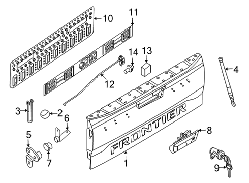 2022 Nissan Frontier Tail Gate Stay Assembly-Rear Gate Diagram for 90460-EA80A