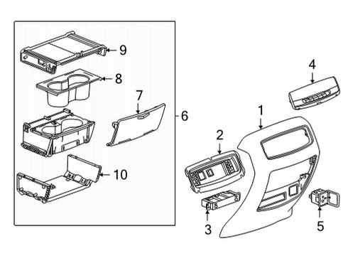 2022 Cadillac Escalade ESV Center Console Liner Diagram for 84717533