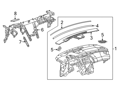 2015 Buick LaCrosse Cluster & Switches, Instrument Panel Instrument Panel Diagram for 26203805